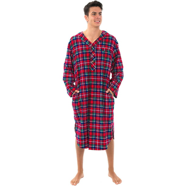 Abetteric Men Breathable Flannel Long Sleeve Thickening Sleep Robe 